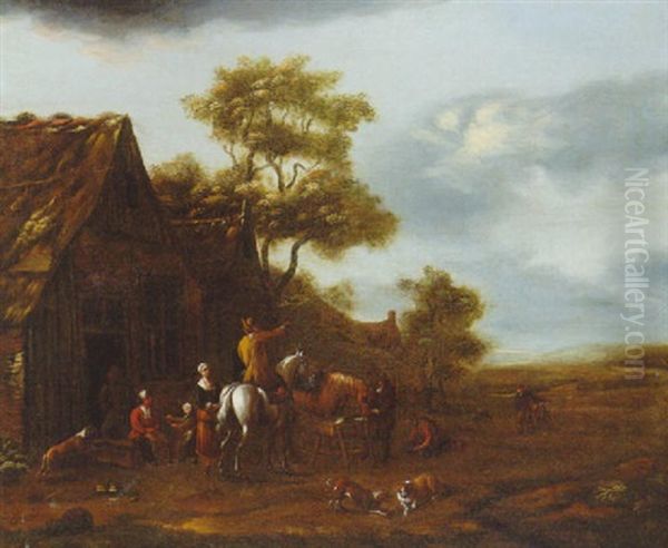A Horseman Asking Directions At A Farmstead - view 1