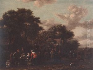 A Poultry Market In A Village Street by Barend Gael