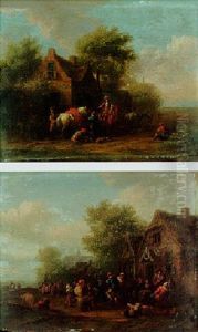 Travellers Outside A Blacksmith's
