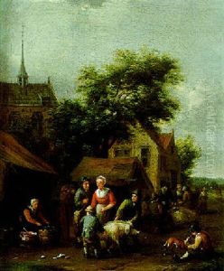 Bauern Auf Einer Dorfstrase by Barend Gael