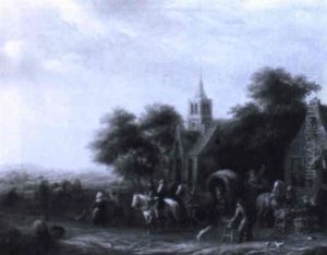 Raststation Vor Kirche Und Dorfschenke