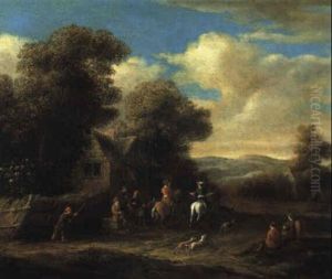 Bauern Und Reiter Vor Einem Bauernhaus