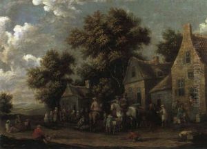 Rast Vor Dem Wirtshaus by Barend Gael
