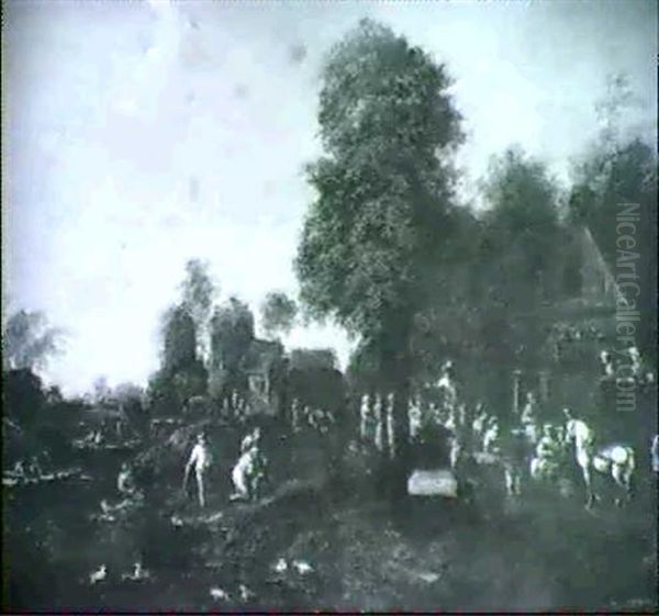 Peasants Carousing By A Riverside Inn - view 1