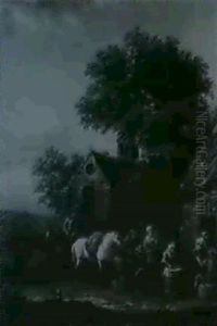 Rast Vor Der Schanke by Barend Gael