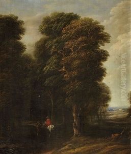 Wooded Landscape With A Rider by Cornelis Gael