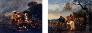 A Battle Scene With Two Horsemen In The Foreground by Alexander Van Gaelen