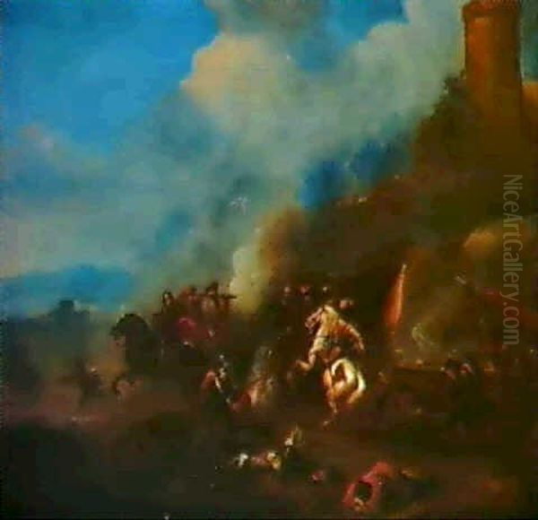 Ryttarbatalj Vid En Borg - view 1