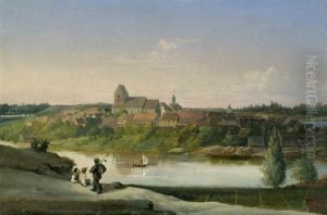Ansicht Der Stadt Lychen Mit Blick Uber Den Stadtsee Auf St. Johannes Und Das Stargarder Tor by Johann Philipp Eduard Gaertner