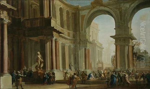 An Architectural Capriccio With Christ And The Woman Taken In Adultery In The Foreground - view 1