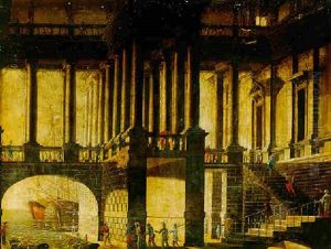 An Imaginary Gallery With Saint Paul Being Led Off In Chains To The Galley by Filippo (il Bizzarro) Gagliardi