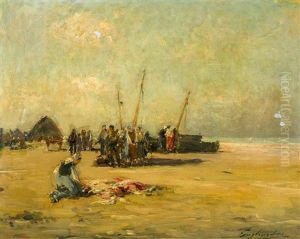 Scene De Plage by Julien Gustave Gagliardini