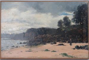 Promeneuse Sur La Cote Rocheuse by Julien Gustave Gagliardini