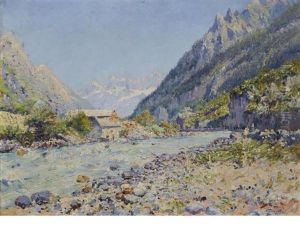A River In The Alps by Julien Gustave Gagliardini