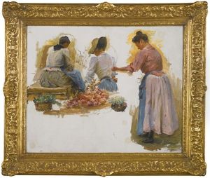 Trois Femmes Au Marche by Julien Gustave Gagliardini