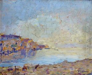 Rivage Mediterraneen Au Soleil Couchant by Julien Gustave Gagliardini