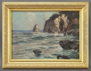 View Of A Rocky Coastline by Julien Gustave Gagliardini
