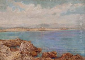 Mediterrane Landschaft Mit Hafenstadt by Julien Gustave Gagliardini