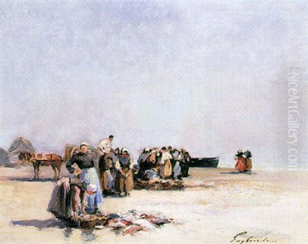 Pecheurs Et Barques Sur La Plage - view 1