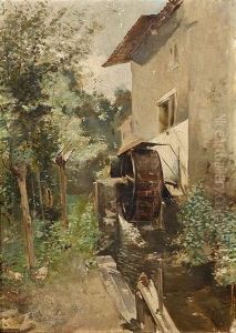 Muhle In Sommerlicher Landschaft by Paul-Leon Gagneau