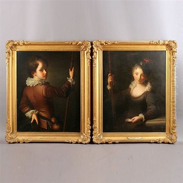 Portrait Of Young Boy And Portrait Of Young Woman (pair) - view 1