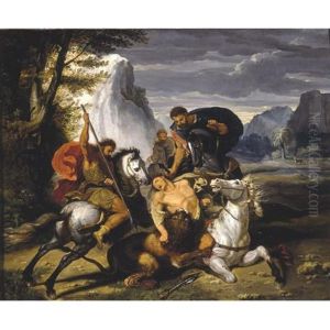 A Lion Hunt by Benigne Gagneraux