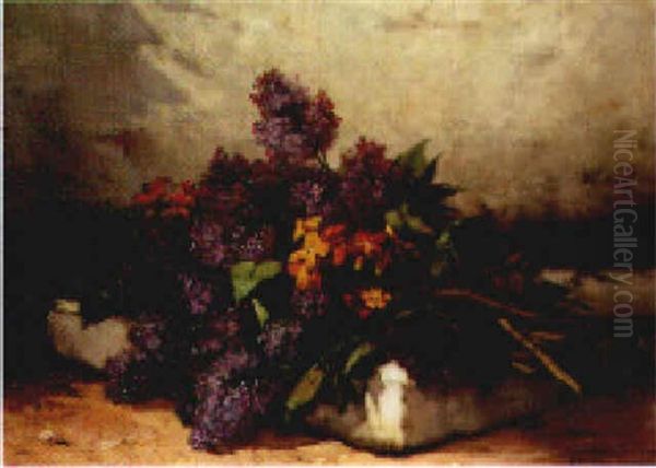 Lilac And Summer Flowers On A Step - view 1
