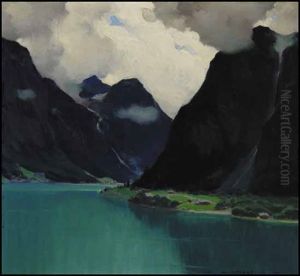Lac Norvegien - Lac Olden (nordfjord) by Clarence Alphonse Gagnon