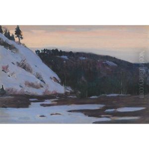 Fin D'hiver, Crepuscule, Baie St. Paul, Quebec