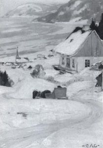 The Road To Town / A Winter Landscape With A Horse Drawn Sleigh by Clarence Alphonse Gagnon