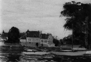 Sur Le Bord De La Riviere by Clarence Alphonse Gagnon