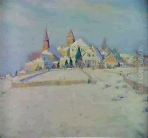 "village In Winter" Poully, Switzerland by Clarence Alphonse Gagnon