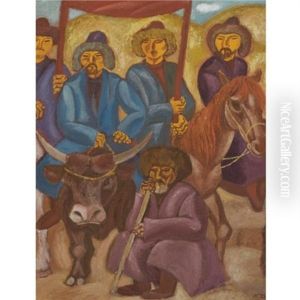 Waiting For The First Train (no. 3 From The Turksib Series) by Mikhail Zakharovich Gaidukevich