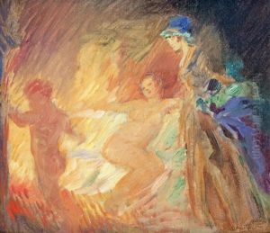 Seated Nude In Bedroom by Horazio Gaigher