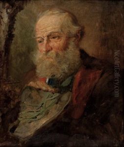 Portrait Eines Bartigen Herrn Mit Hut Beim Herrgottswinkel by Horazio Gaigher