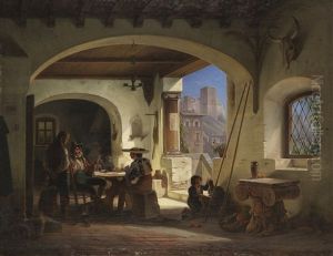 Picadores In Einer Spanischen Taverne Am Fuse Der Alhambra by Wilhelm Gail