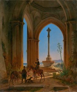 Ruins Of A Church With Resting Huntsmen Near Valencia