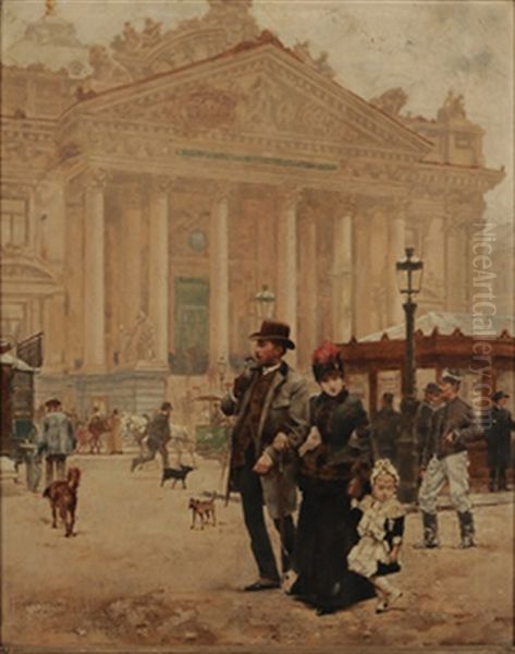Strolling In Front Of The Theatre Royal De La Monnaie, Brussels - view 1
