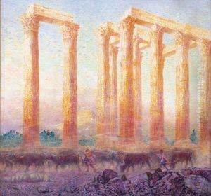 The Temple Of Olympeus Zeus, Athens by Franz Bernard Gailliard