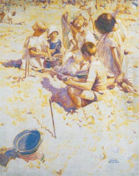 Strandgezicht Met Spelende Kinderen - view 1