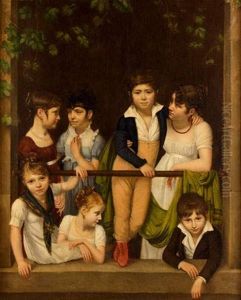 Portrait D'enfants Au Balcon Portrait D'enfants Au Balcon