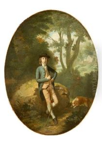 Portrait Of Frederick Howard 5th Earl Of Carlisle (1748-1828) With A Rabbit And A Bow And His Dog In Landscape