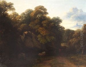 Cattle And Drover On A Woodland Track by Thomas Gainsborough