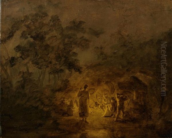 Figures Around A Campfire - view 1