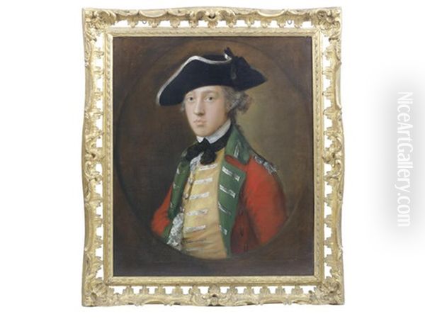 Portrait Of An Officer, Traditionally Identified As The Future General James Wolfe (1727-1759), Half-length, In Military Uniform With A Scarlet Coat With Green Facings And A Yellow Waistcoat With Loops Of Lace, Within A Painted Oval - view 1