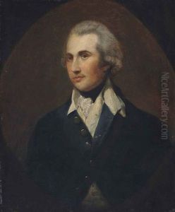 Portrait Of A Gentleman, Half-length, In A Green Coat With A White Collar, Painted Oval