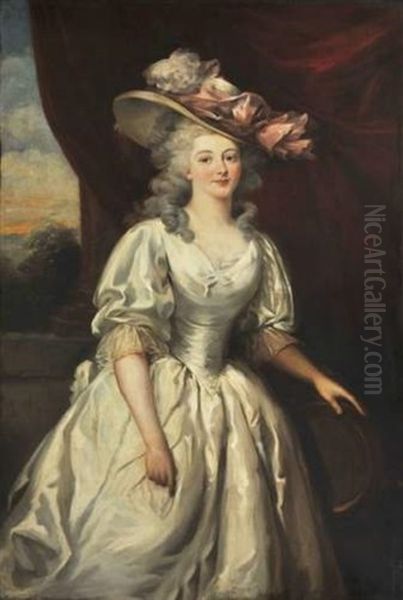 Portrait De Femme Au Chapeau Et A La Robe Blanche - view 1