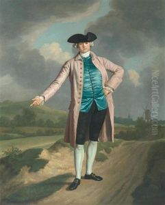 Portrait Eines Edelmannes In Einer Weiten Landschaft Mit Einer Windmuhle by Thomas Gainsborough