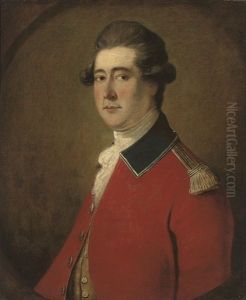 Portrait Of An Officer In A Red Coat With Gold Epaulets
