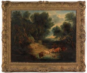 Landscape With Figures And Cows by Thomas Gainsborough